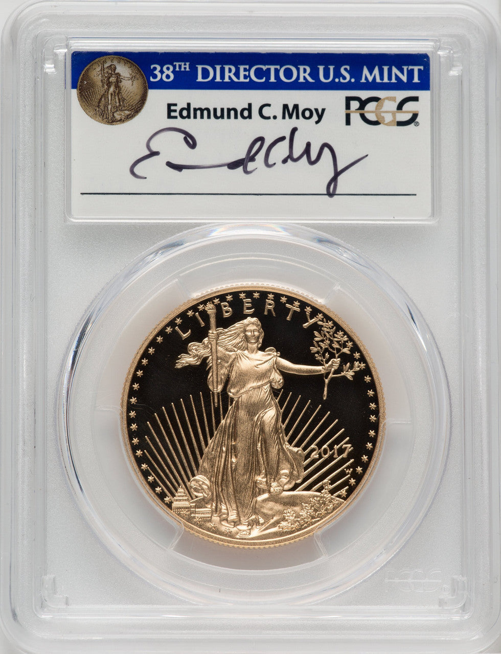 2017-W $50 One-Ounce Gold Eagle First Day of Issue Moy Washington PCGS PR70