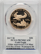 2017-W $50 One-Ounce Gold Eagle First Day of Issue Moy Washington PCGS PR70