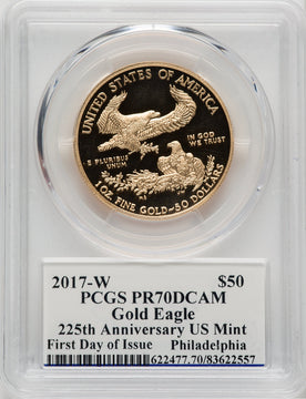 2017-W 1 oz Gold Eagle FDI PCGS PR70 Ed Moy