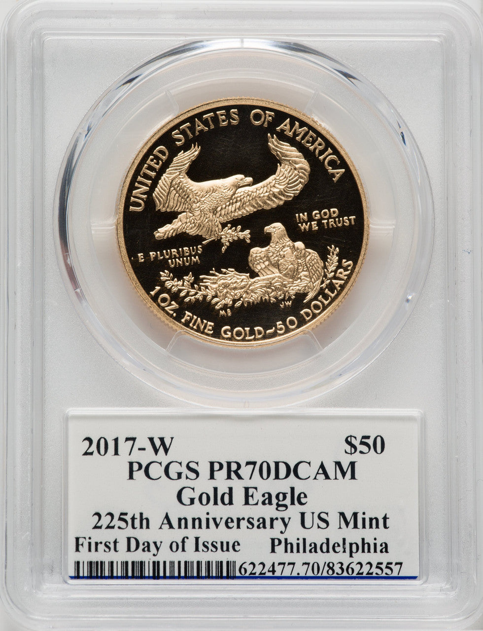 2017-W 1 oz Gold Eagle FDI PCGS PR70 Ed Moy