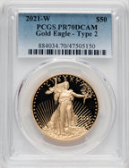 2021-W G$50 One Ounce Gold Eagle Type Two PCGS PR70