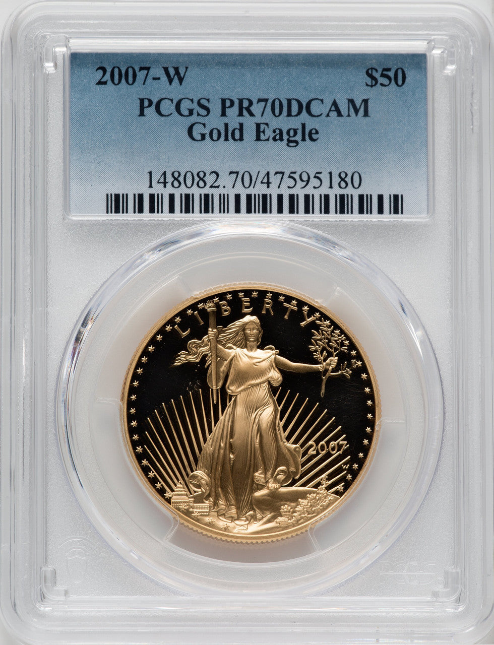 2007-W $50 One-Ounce Gold Eagle PCGS PR70