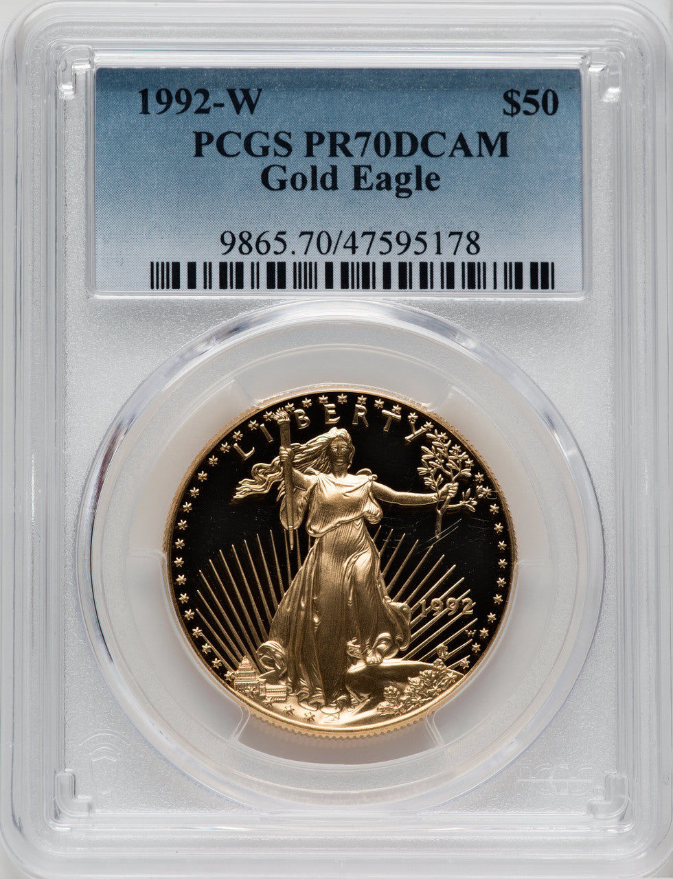 1992-W $50 One-Ounce Gold Eagle PCGS PR70