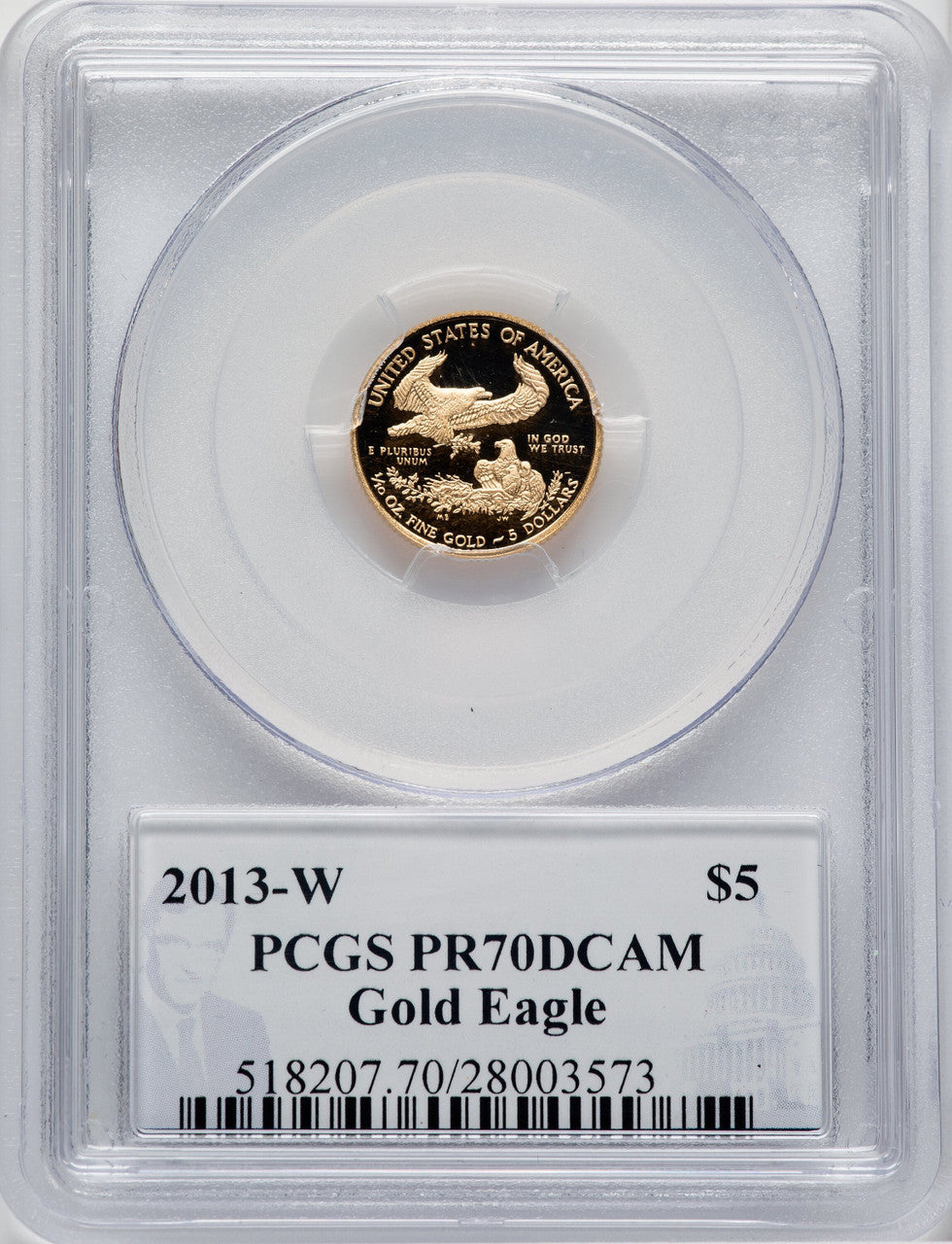 2013-W $5 Gold American Eagle PCGS PR70 Philip Diehl Signed