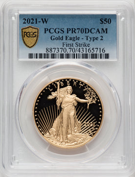 2021-W Type 2 Gold American Eagle First Strike PCGS PR70DCAM