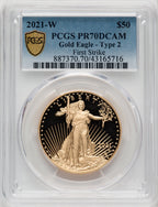 2021-W Type 2 Gold American Eagle First Strike PCGS PR70DCAM