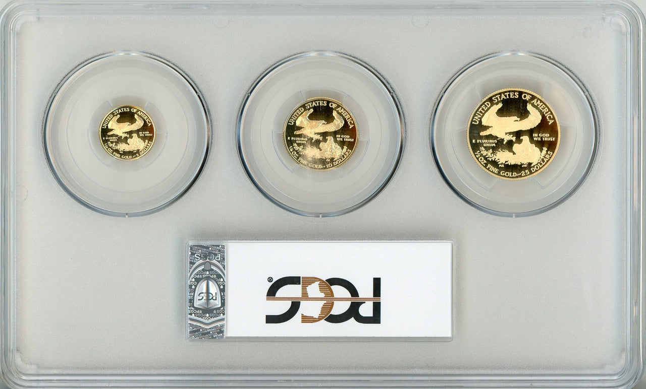 2018-W 3 pc Gold Eagle Set First Day of Issue Moy Washington D.C. PCGS PR70