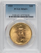 1925 $20 Saint-Gaudens Double Eagle PCGS MS65+