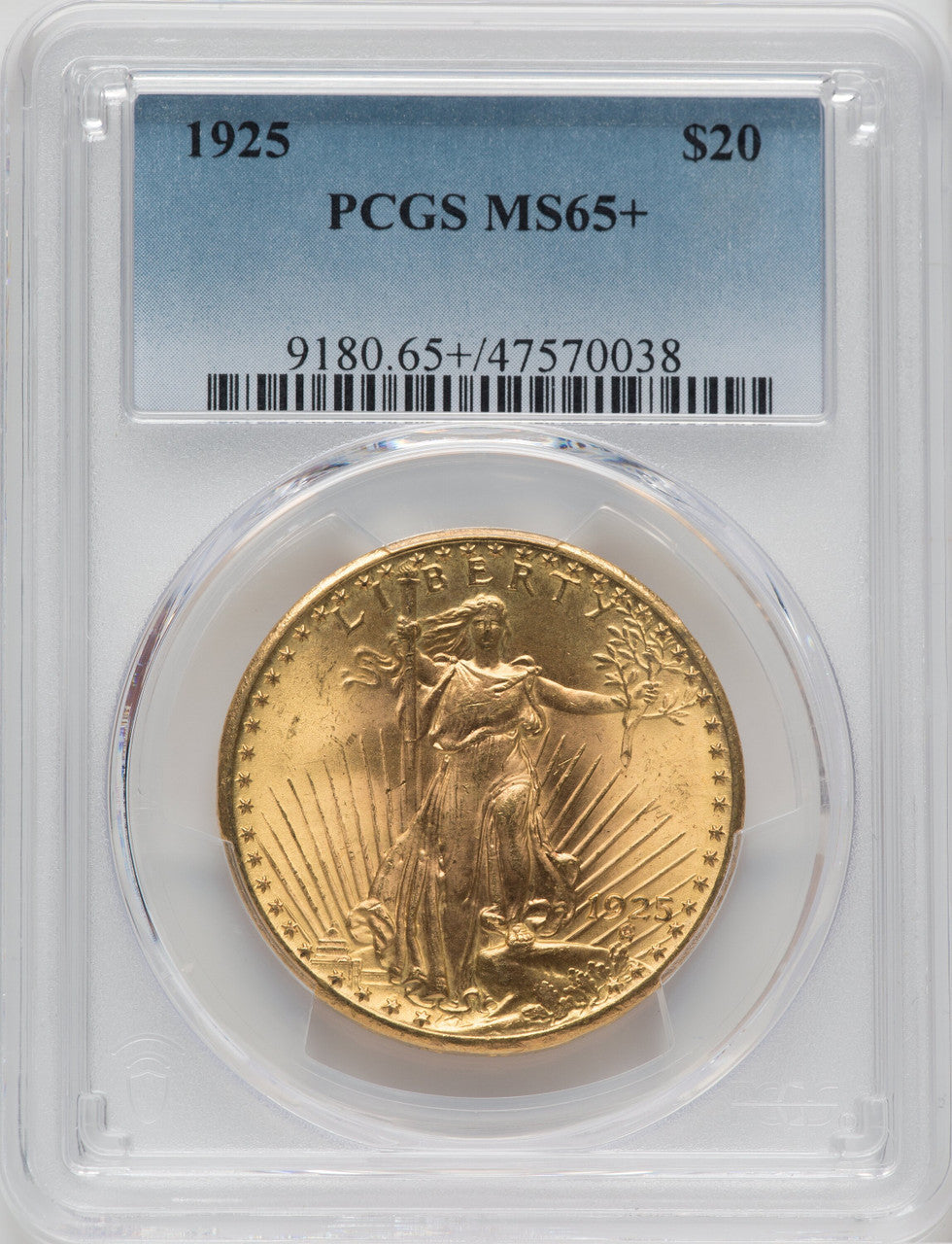 1925 $20 Saint-Gaudens Double Eagle PCGS MS65+
