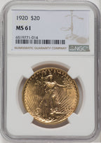 1920 $20 Saint-Gaudens Double Eagle NGC MS61
