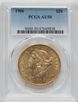 1906 $20 Liberty Double Eagle PCGS AU50