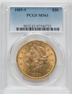 1889-S $20 Liberty Double Eagle PCGS MS61