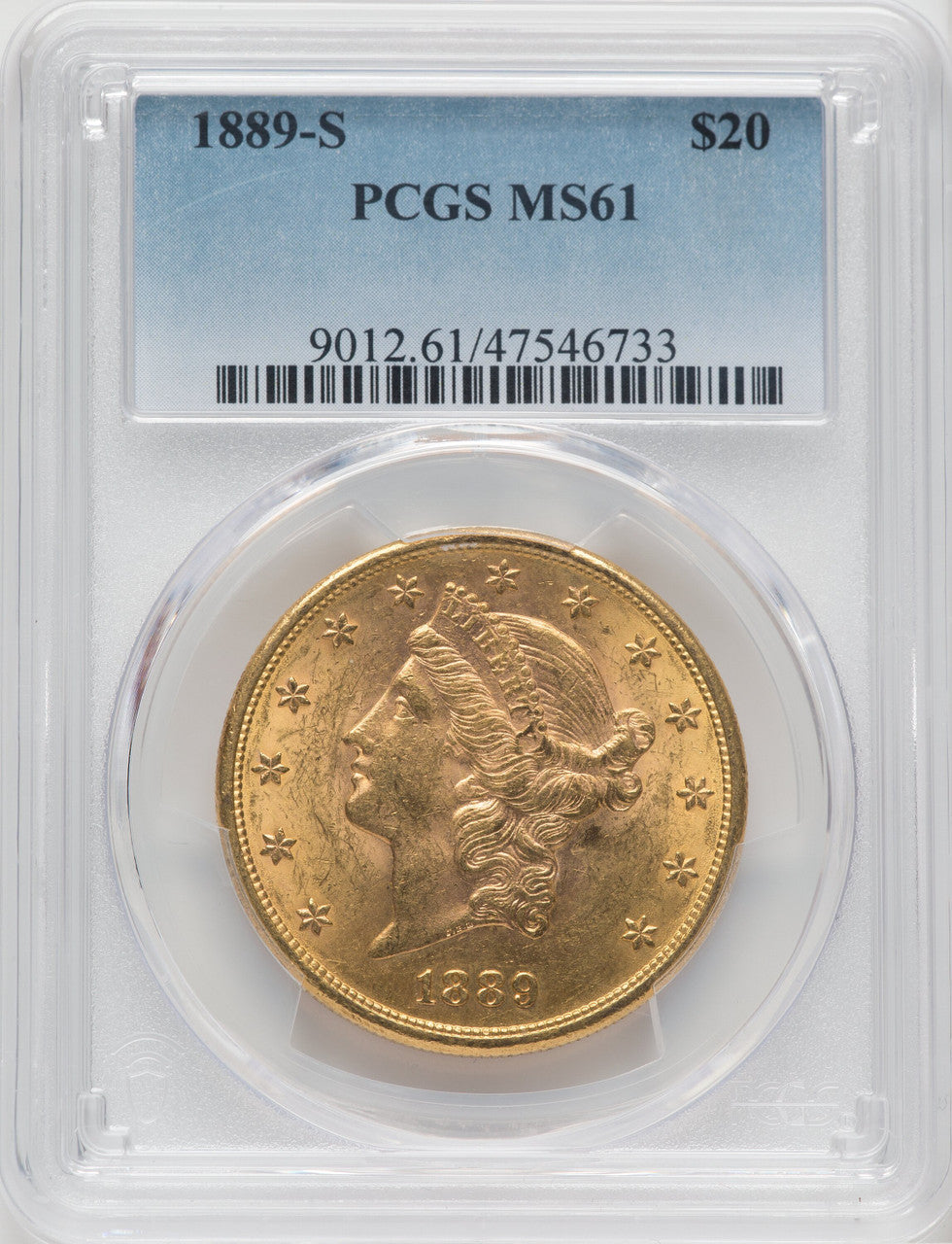1889-S $20 Liberty Double Eagle PCGS MS61