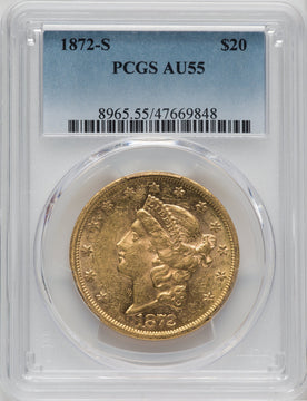 1872-S $20 Liberty Double Eagle PCGS AU55
