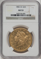 1882-CC $20 Liberty Double Eagle NGC AU53