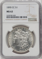 1890-CC $1 Morgan Dollar NGC MS62