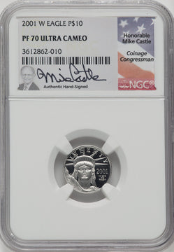 2001 Platinum American Eagle NGC PF70 Castle Signed