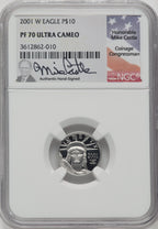 2001 Platinum American Eagle NGC PF70 Castle Signed