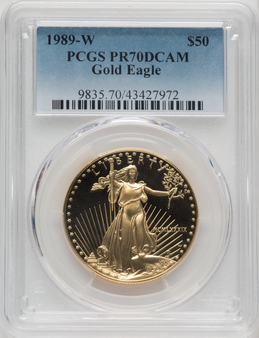 1989-W $50 One-Ounce Gold Eagle PCGS PR70