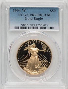 1994-W $50 One-Ounce Gold Eagle Blue Gradient PCGS PR70 (763736006)