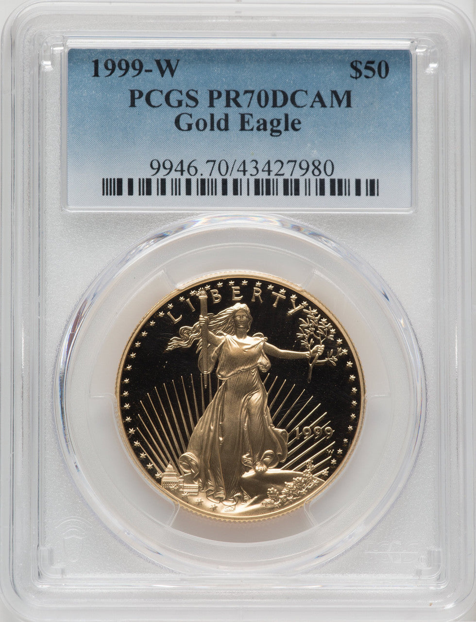 1999-W $50 One-Ounce Gold Eagle PCGS PR70