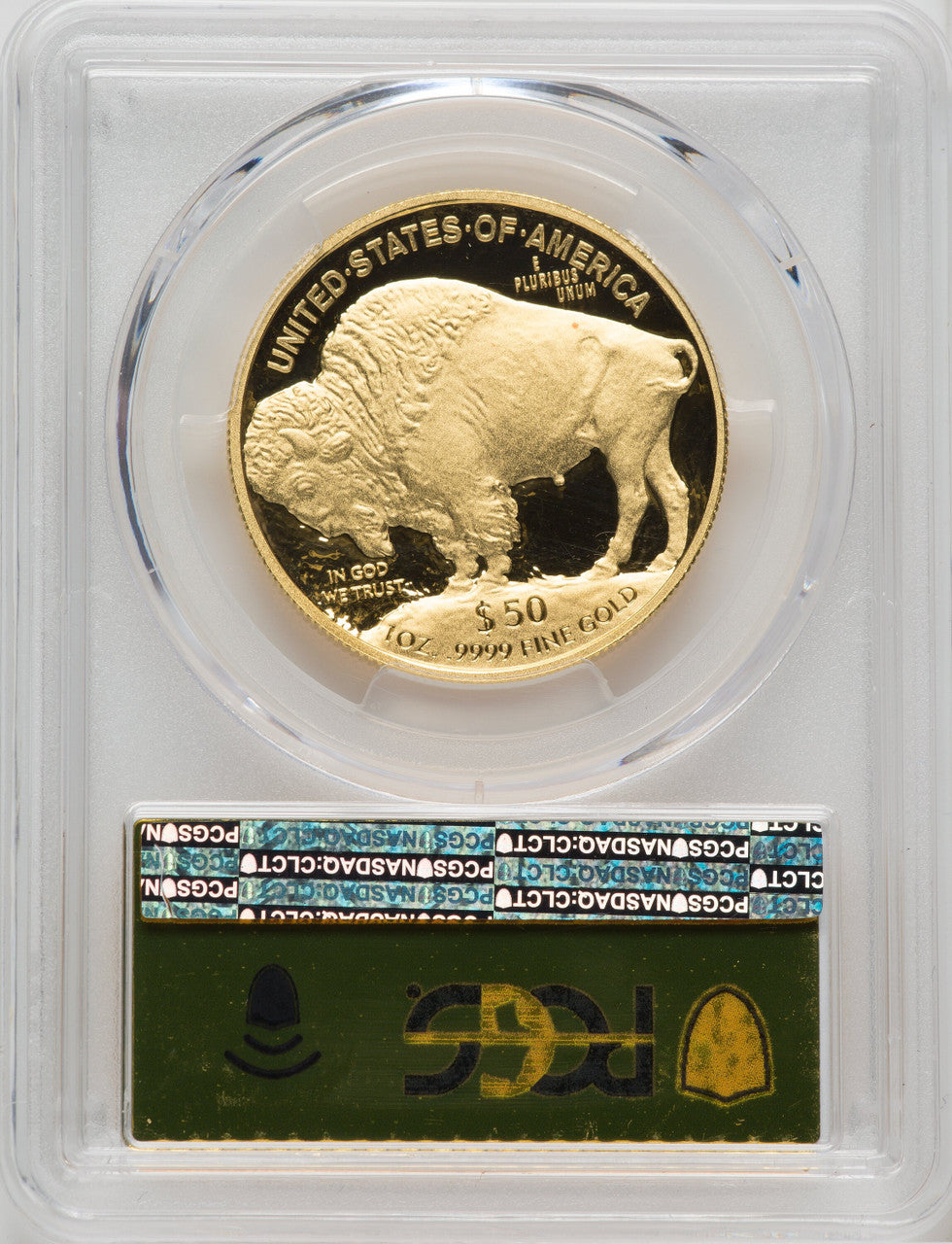 2016-W $50 One-Ounce Gold Buffalo 10th Anniversary Gold Foil PCGS PR70