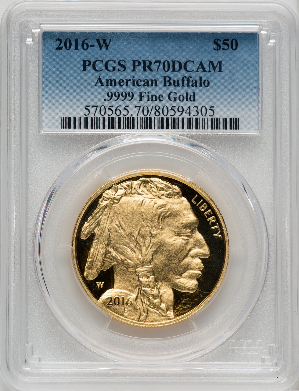 2016-W $50 One-Ounce Gold Buffalo PCGS PR70
