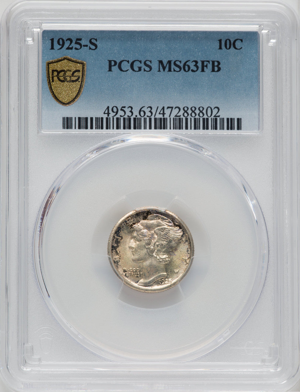 1925-S 10C FB Mercury Dime PCGS MS63
