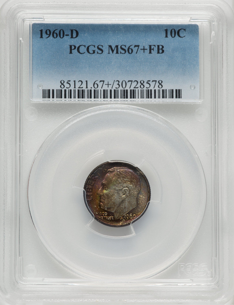 1960-D 10C FB Roosevelt Dime PCGS MS67+