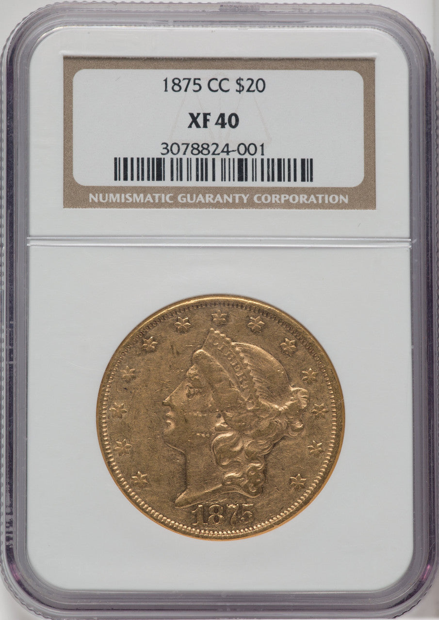 1875-CC $20 Liberty Double Eagle NGC XF40