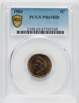 1903 1C RD Proof Indian Cent PCGS PR65