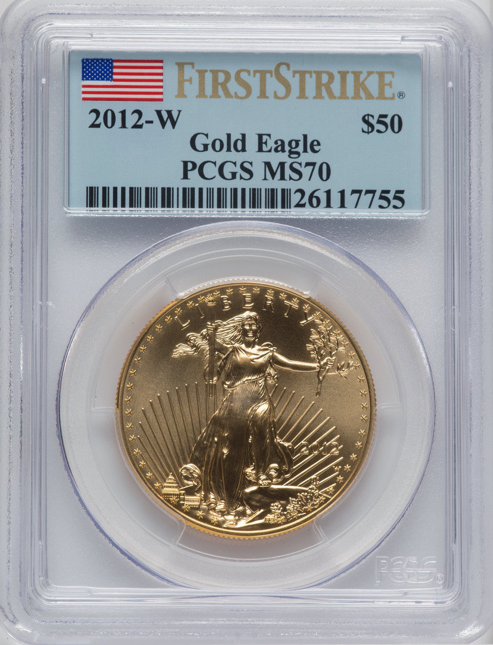 2012 $50 One-Ounce Gold Eagle PCGS MS70