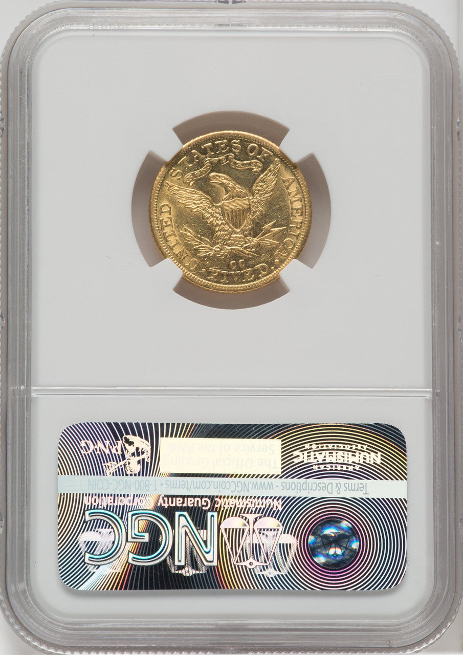 1892-CC $5 Liberty Half Eagle NGC AU58