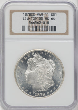 1878-CC $1 VAM-11 Lines in Wing Morgan Dollar NGC MS64
