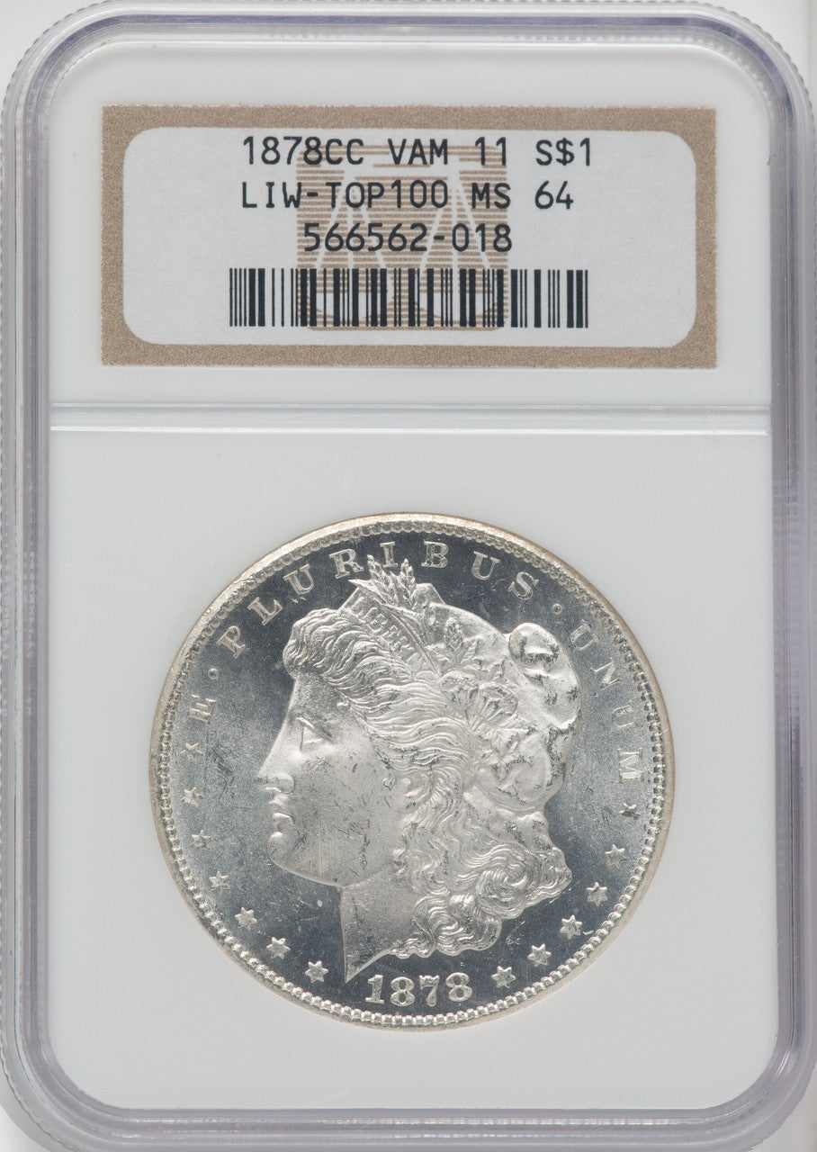 1878-CC $1 VAM-11 Lines in Wing Morgan Dollar NGC MS64