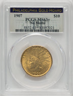 1907 $10 No Motto Indian Eagle PCGS MS63+