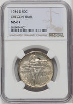 1934-D 50C Oregon Commemorative Silver NGC MS67