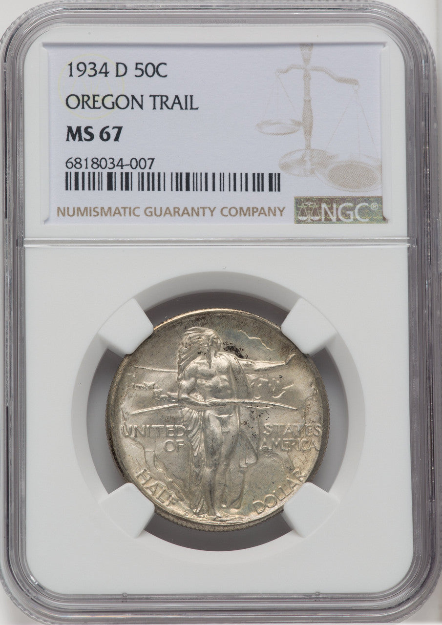 1934-D 50C Oregon Commemorative Silver NGC MS67