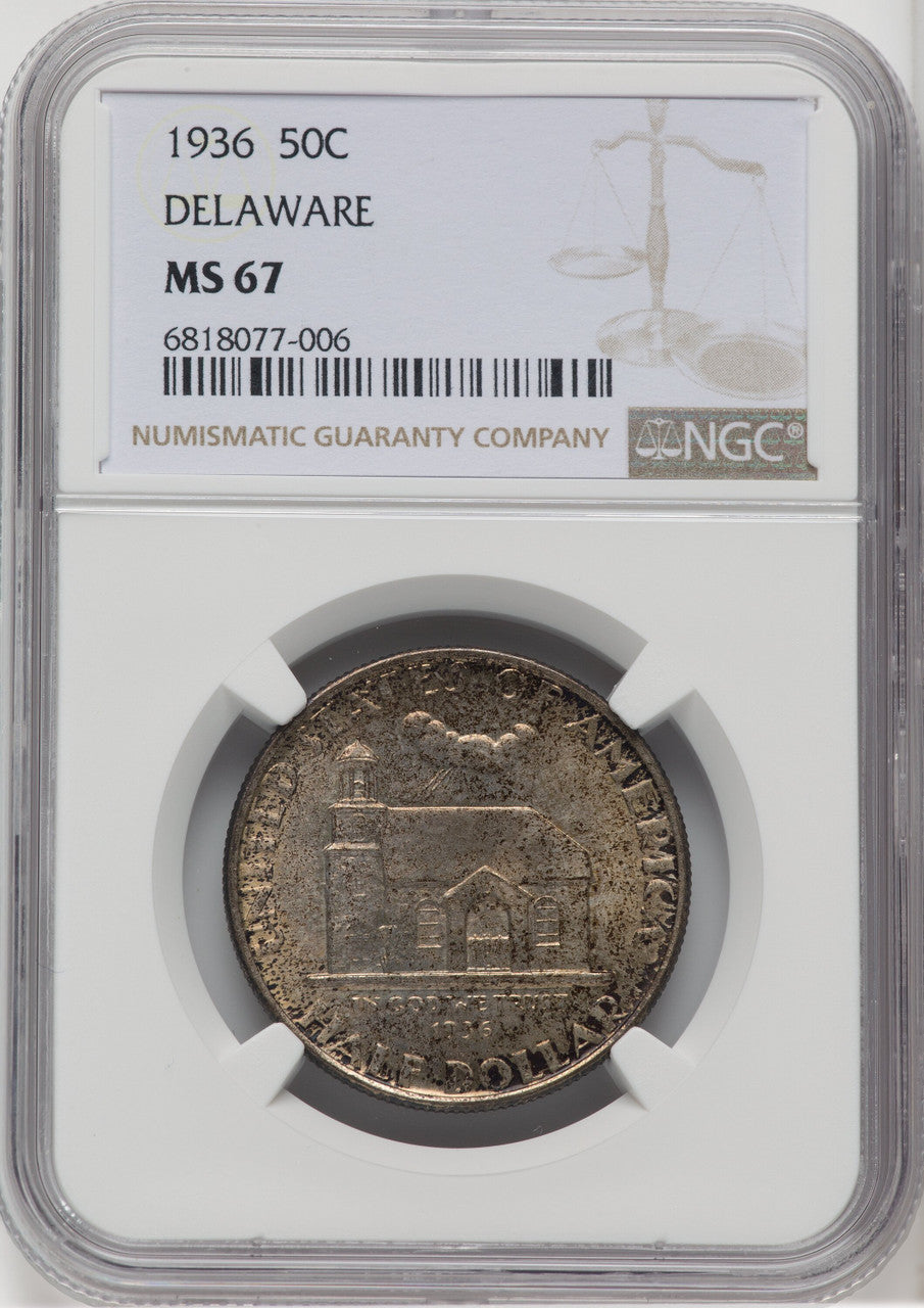 1936 50C Delaware Commemorative Silver NGC MS67