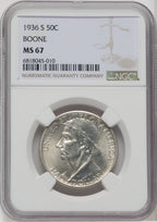 1936-S 50C Boone Commemorative Silver NGC MS67