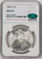 1882-S $1 CAC Morgan Dollar NGC MS67+