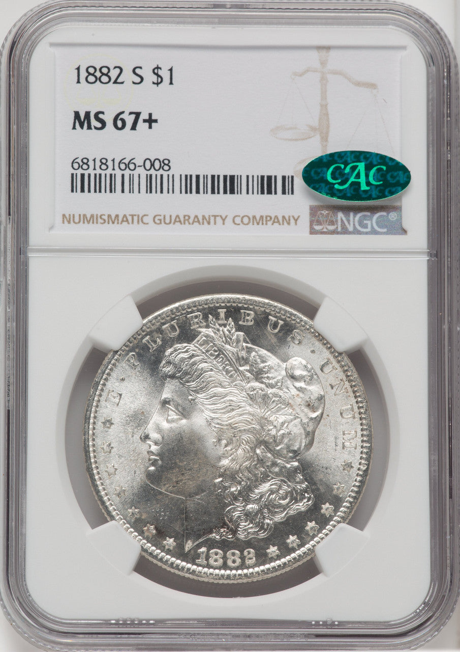1882-S $1 CAC Morgan Dollar NGC MS67+