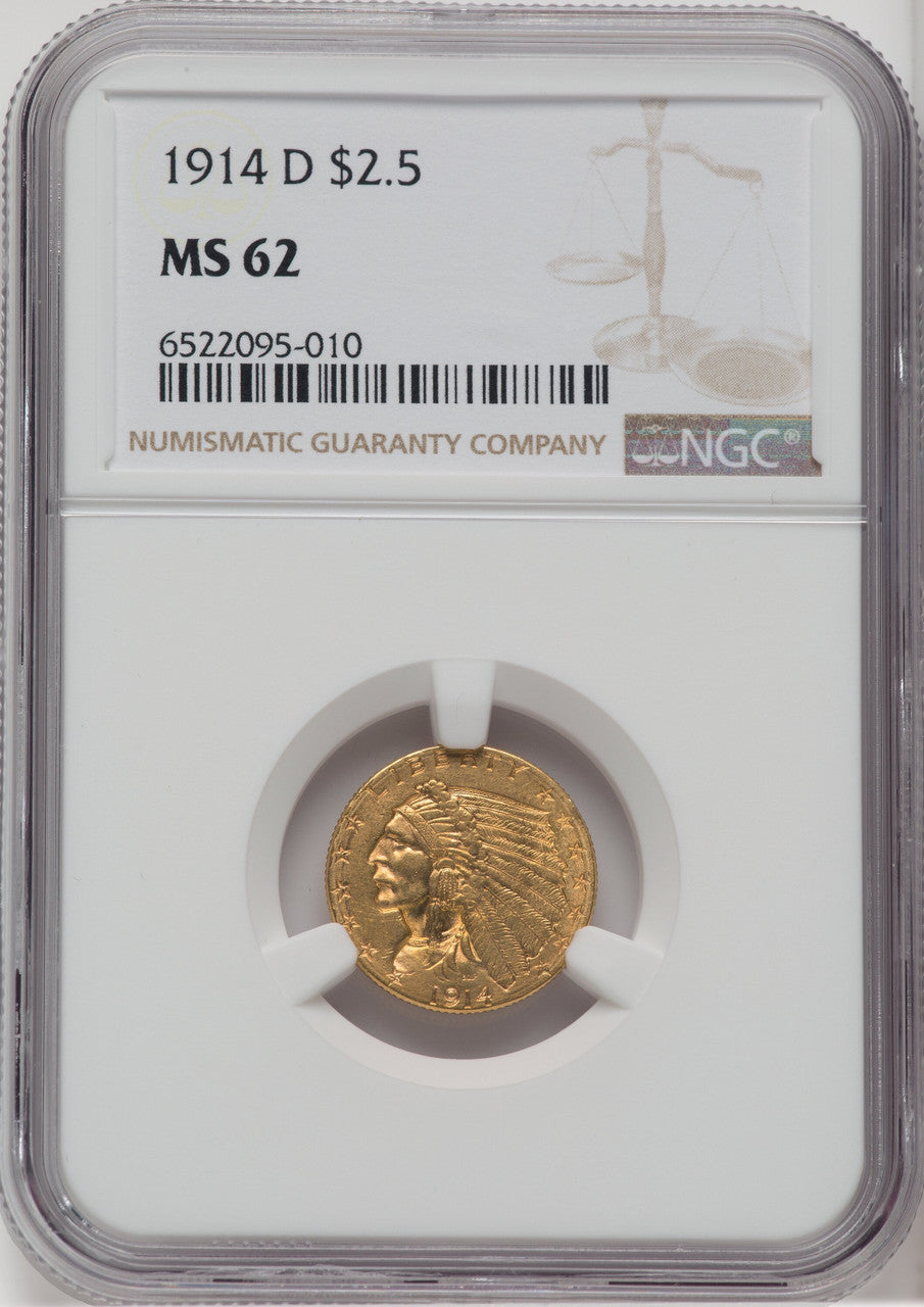 1914-D $2.50 Indian Quarter Eagle NGC MS62 (505000035)