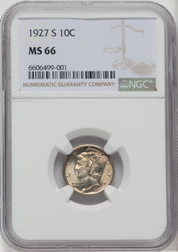 1927-S 10C Mercury Dime NGC MS66