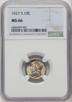 1927-S 10C Mercury Dime NGC MS66