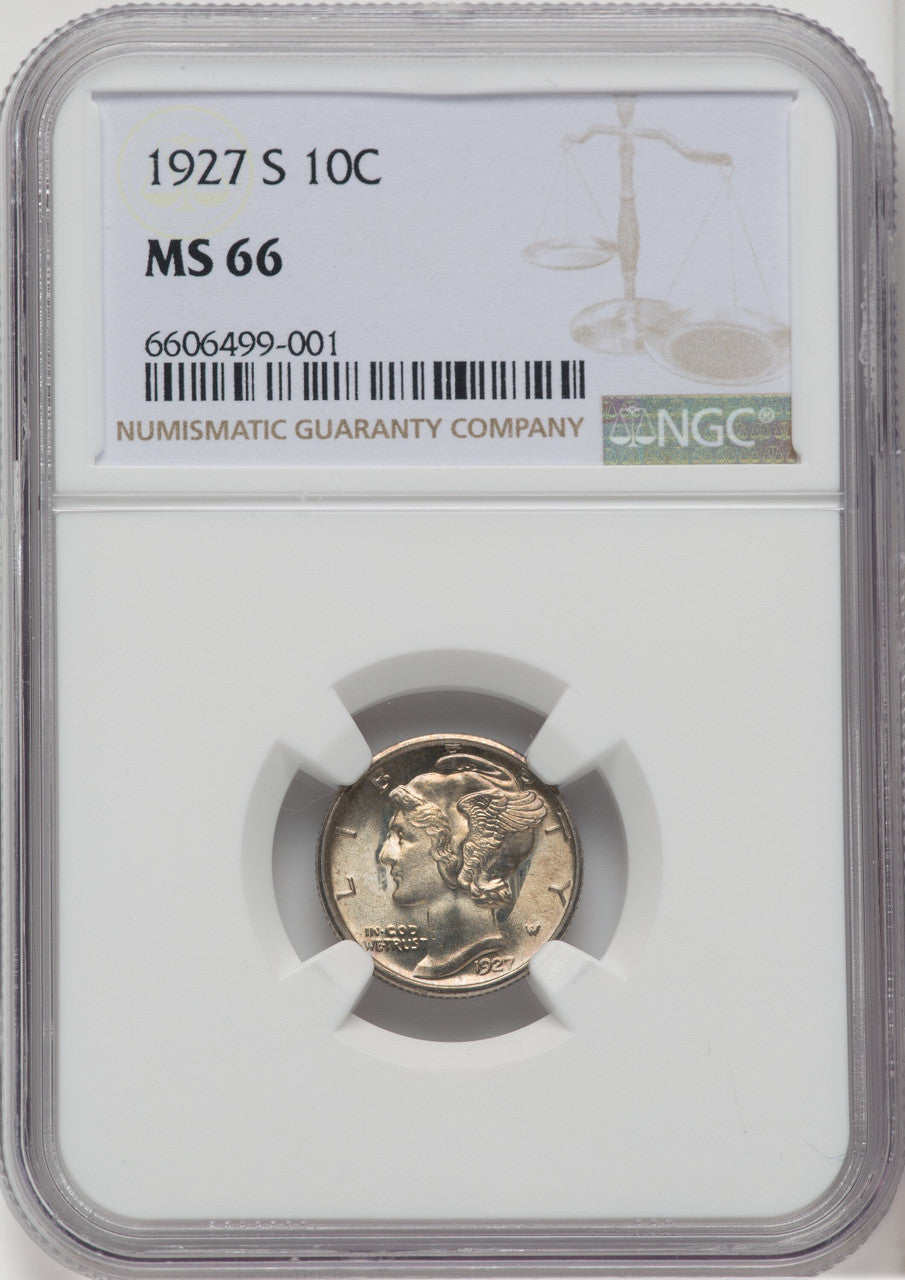 1927-S 10C Mercury Dime NGC MS66