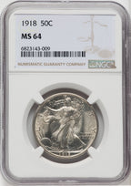 1918 50C Walking Liberty Half Dollar NGC MS64