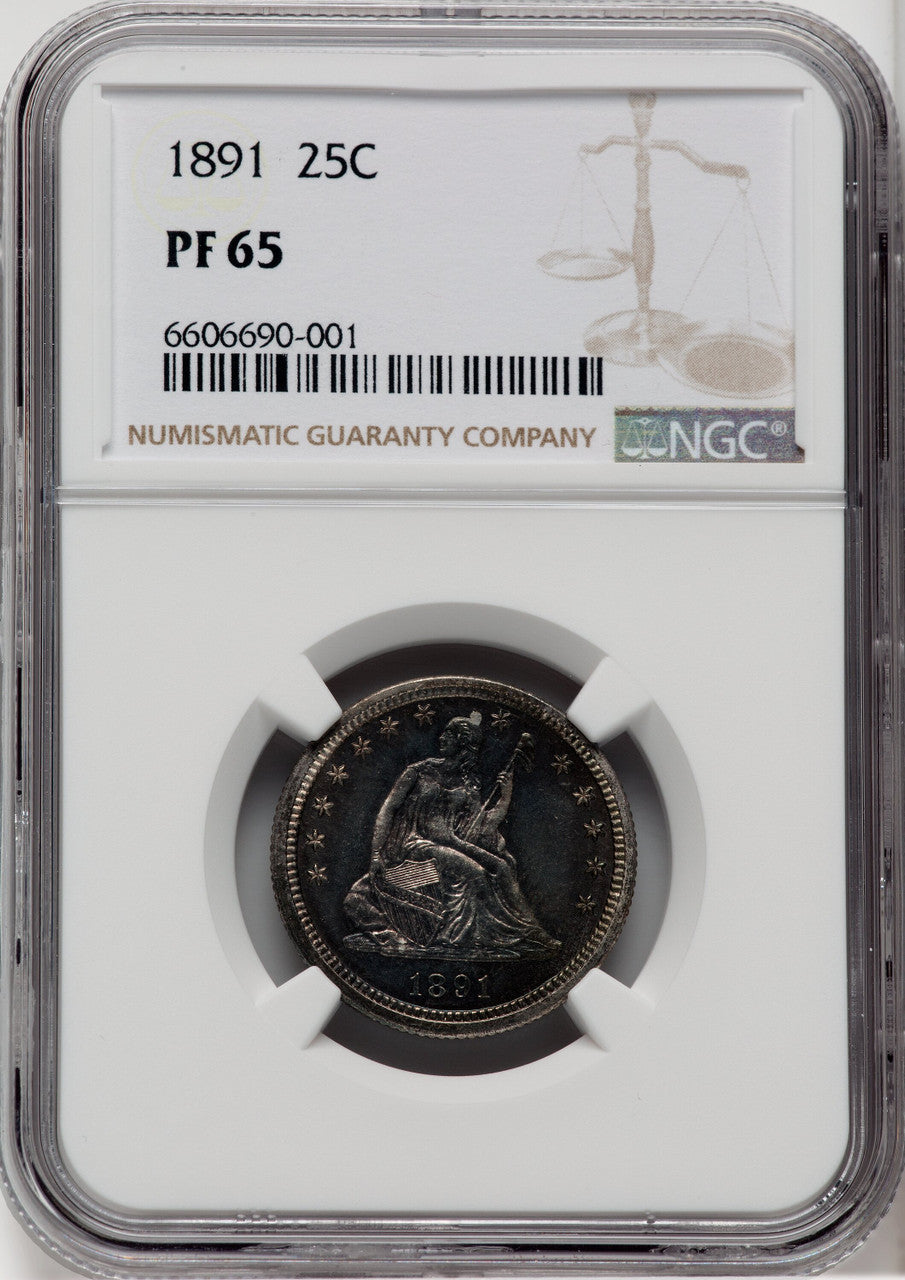 1891 25C Proof Seated Quarter NGC PR65