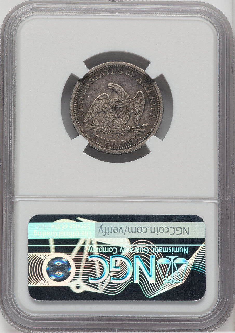 1855-O 25C ARROWS Seated Quarter NGC AU50