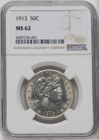 1913 50C Barber Half Dollar NGC MS62
